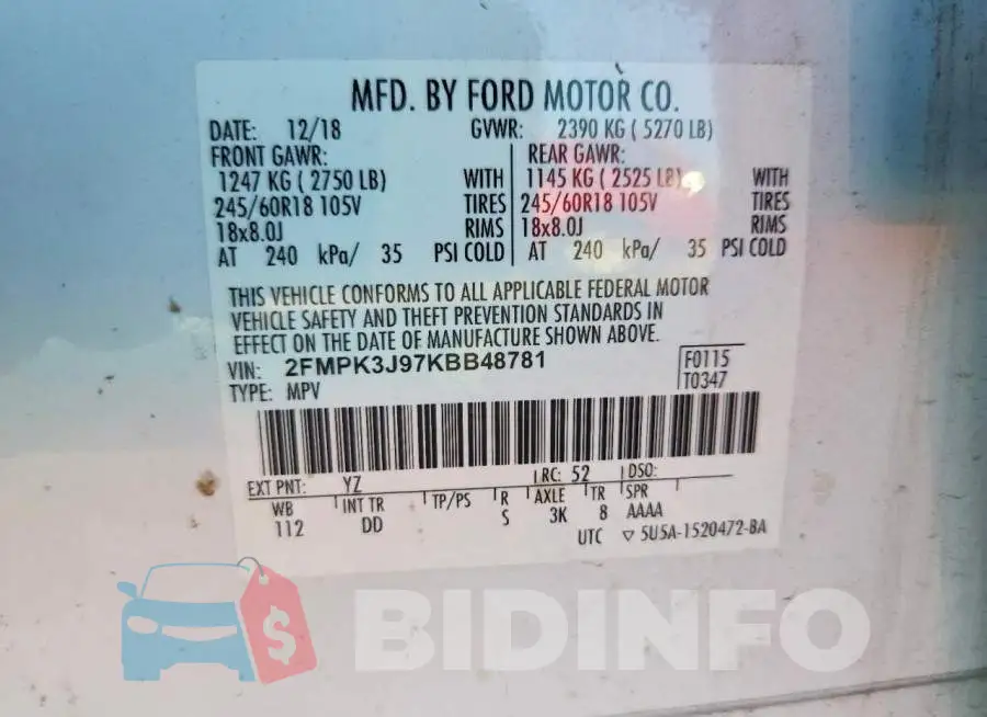 2FMPK3J97KBB48781 Photo# 13
