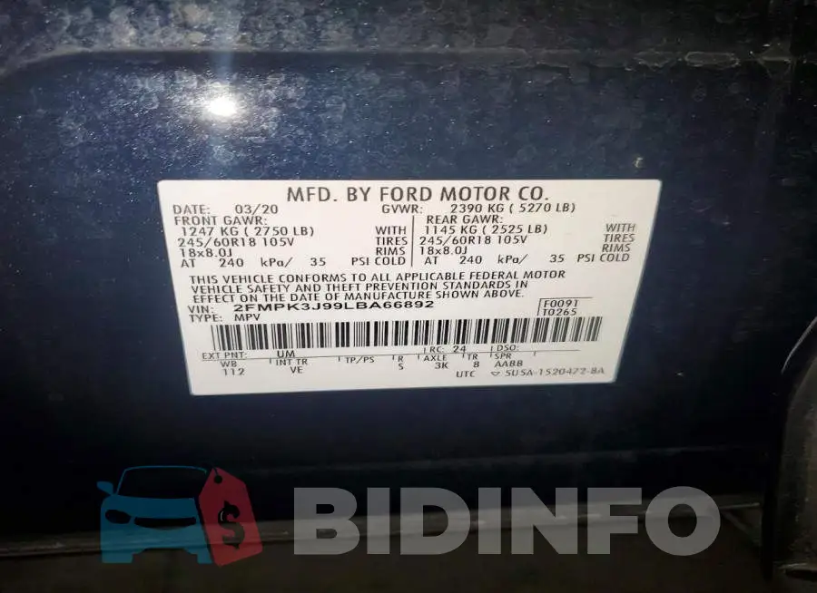 2FMPK3J99LBA66892 Photo# 12