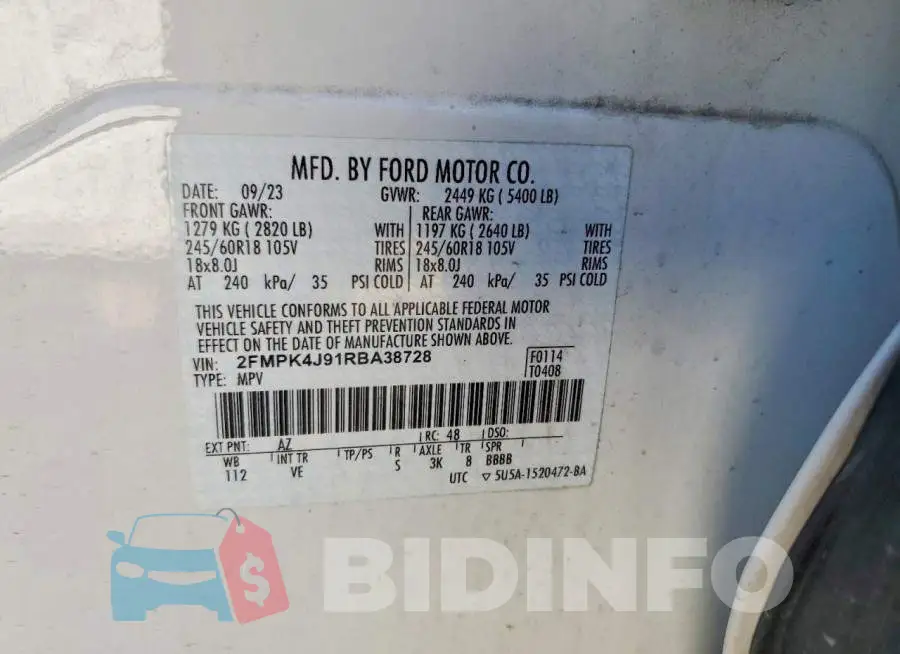2FMPK4J91RBA38728 Photo# 13