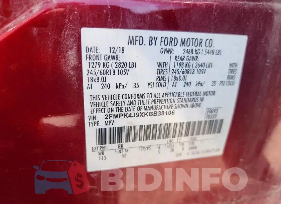 2FMPK4J9XKBB38106 Photo# 12
