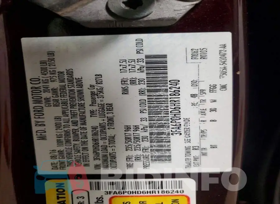 3FA6P0HD6HR186240 Photo# 12