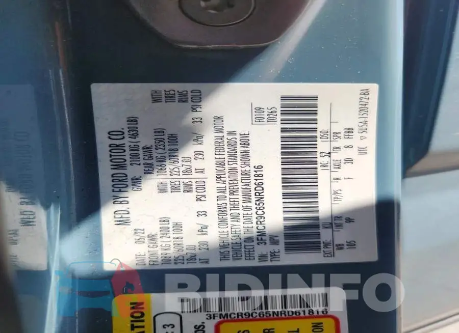 3FMCR9C65NRD61816 Photo# 13