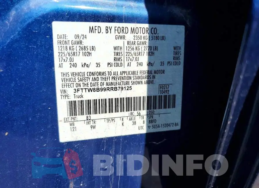 3FTTW8B99RRB79125 Photo# 12