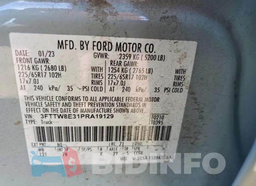 3FTTW8E31PRA19129 Photo# 12