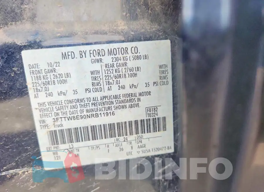 3FTTW8E90NRB11916 Photo# 12