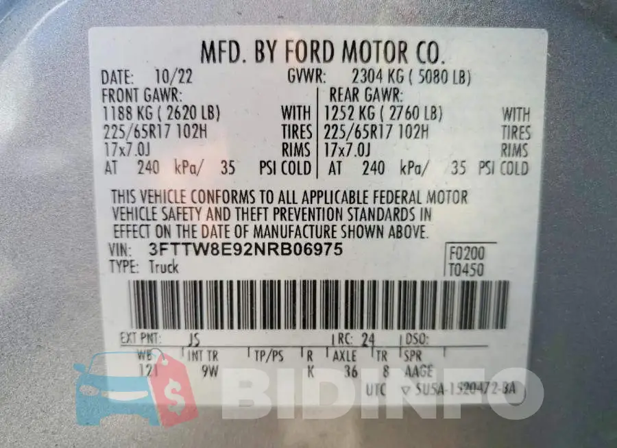 3FTTW8E92NRB06975 Photo# 12
