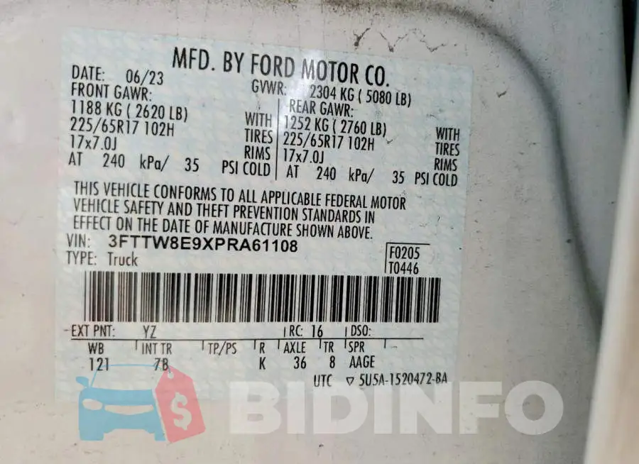 3FTTW8E9XPRA61108 Photo# 12