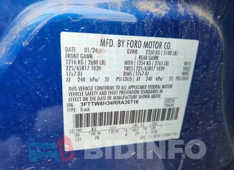 3FTTW8H34RRA36716 Photo# 12