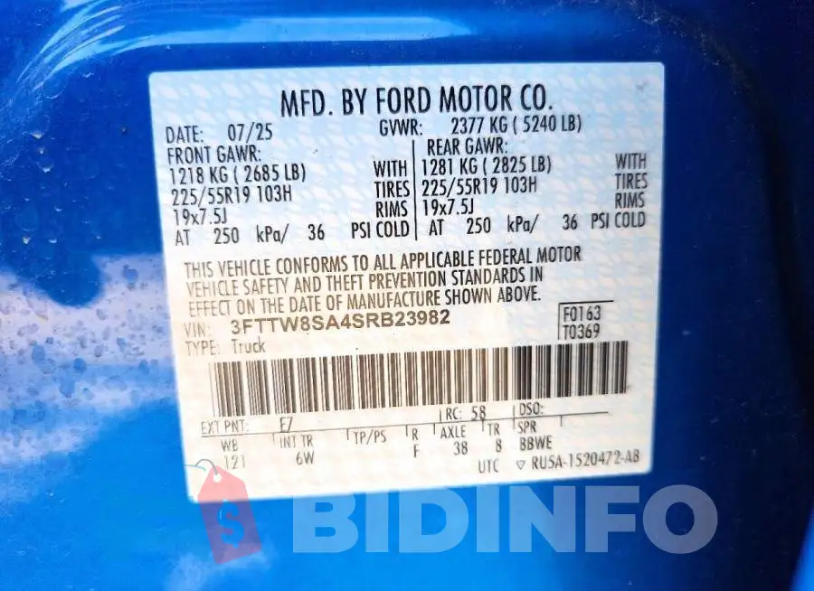 3FTTW8SA4SRB23982 Photo# 12