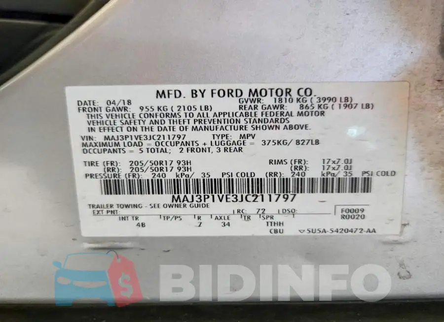 MAJ3P1VE3JC211797 Photo# 12