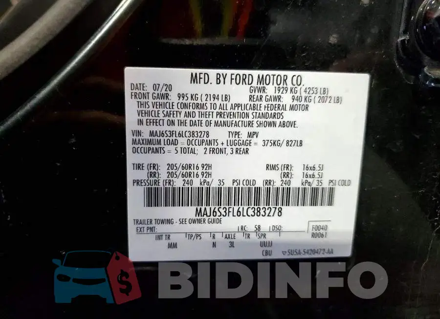 MAJ6S3FL6LC383278 Photo# 13