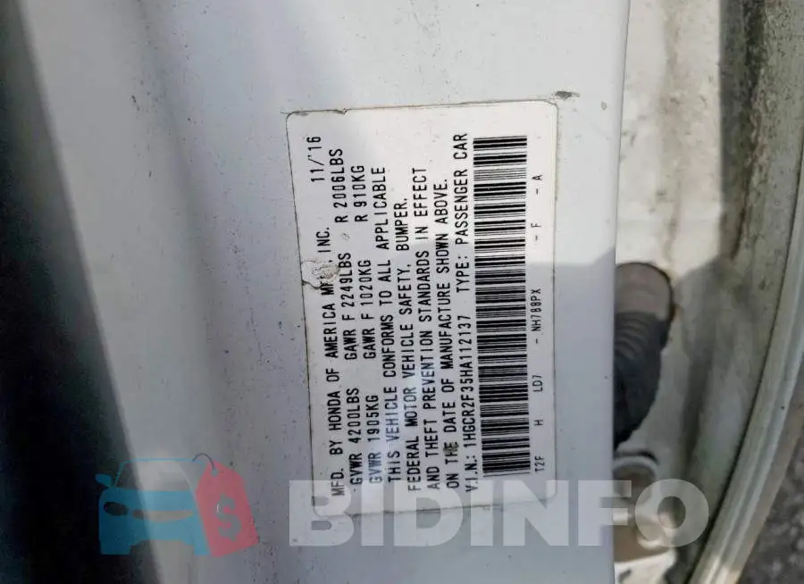 1HGCR2F35HA112137 Photo# 12