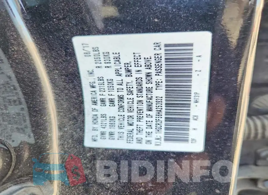 1HGCR2F56HA253932 Photo# 12