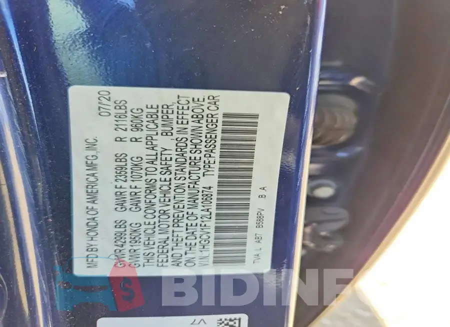 1HGCV1F12LA106874 Photo# 12