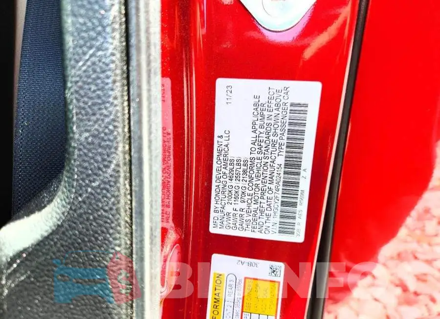 1HGCY2F74RA024154 Photo# 12