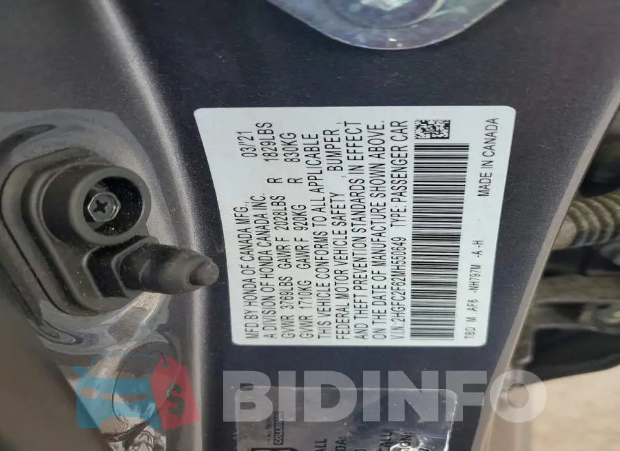 2HGFC2F62MH550649 Photo# 12