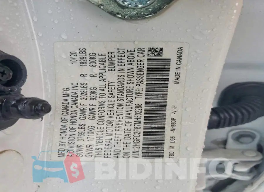 2HGFC2F87MH502288 Photo# 12