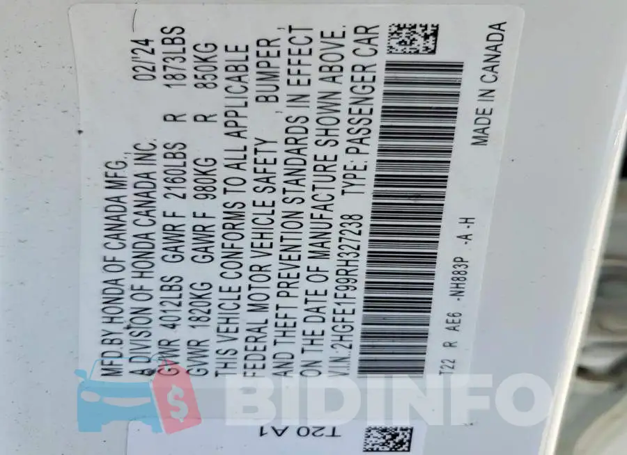 2HGFE1F99RH327238 Photo# 12