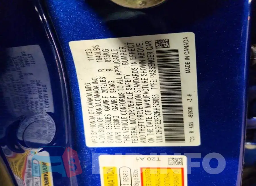 2HGFE2F52RH526098 Photo# 12
