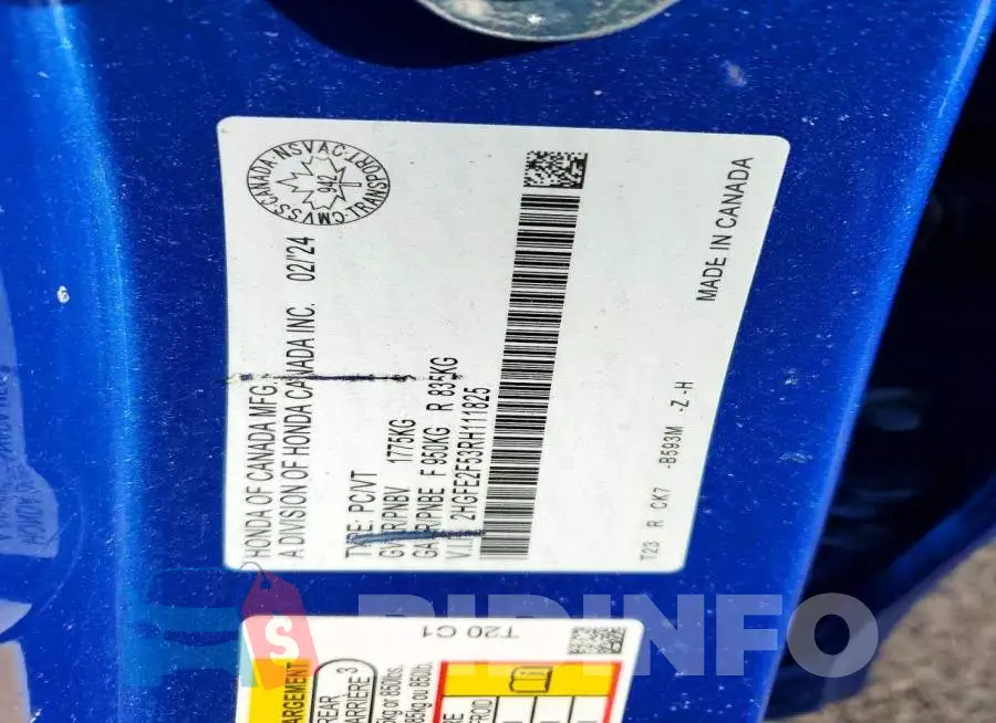 2HGFE2F53RH111825 Photo# 13