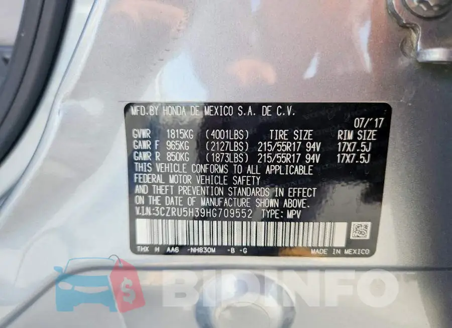 3CZRU5H39HG709552 Photo# 13