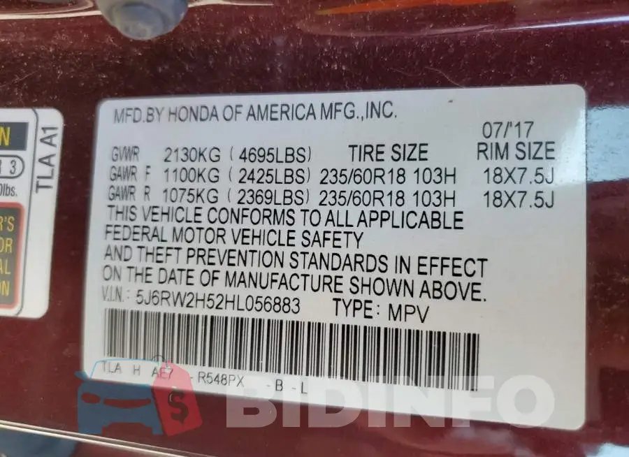 5J6RW2H52HL056883 Photo# 13