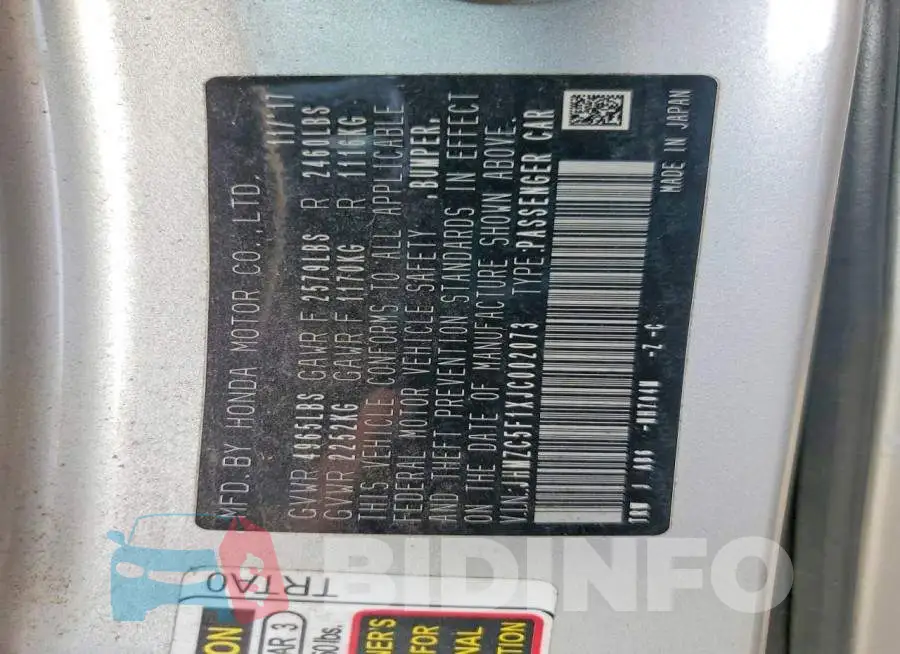 JHMZC5F1XJC002073 Photo# 12