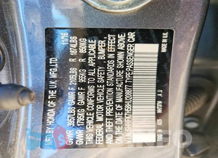 SHHFK7H58HU208877 Photo# 12