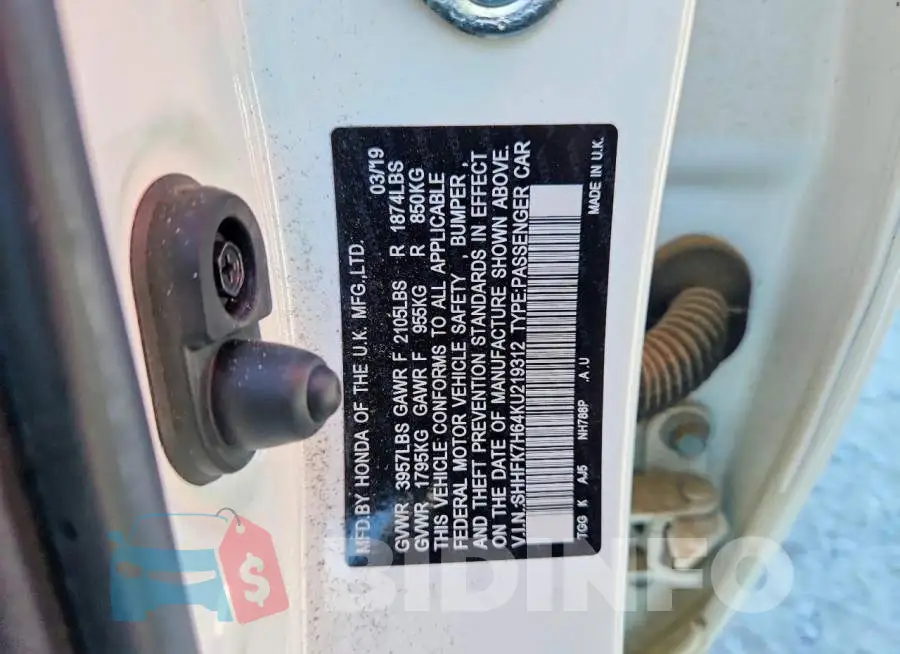 SHHFK7H64KU219312 Photo# 12