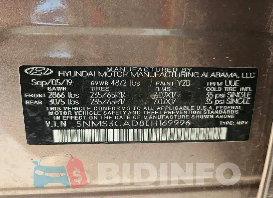 5NMS3CAD8LH169996 Photo# 13