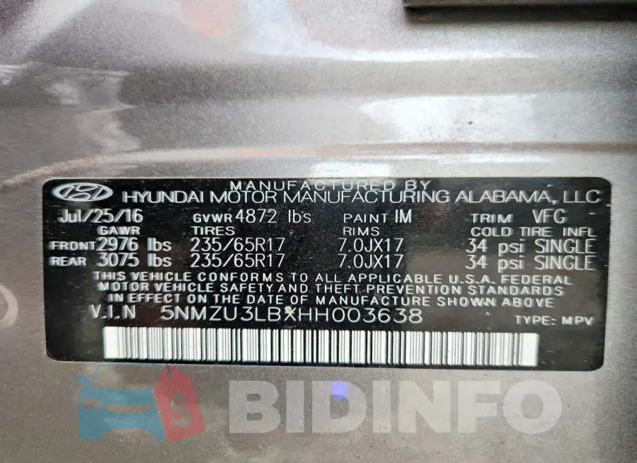 5NMZU3LBXHH003638 Photo# 14
