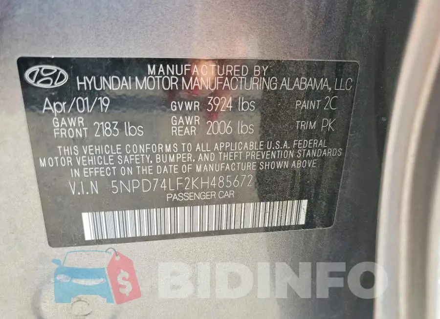 5NPD74LF2KH485672 Photo# 12