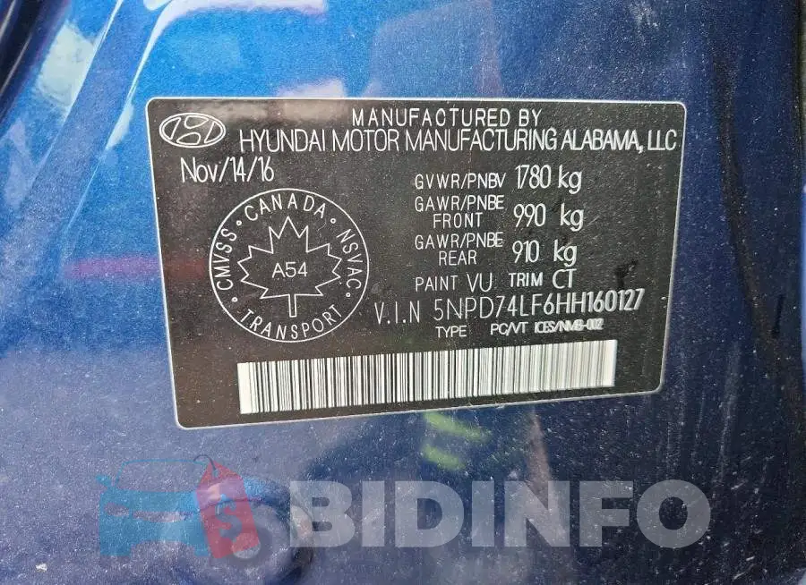 5NPD74LF6HH160127 Photo# 12