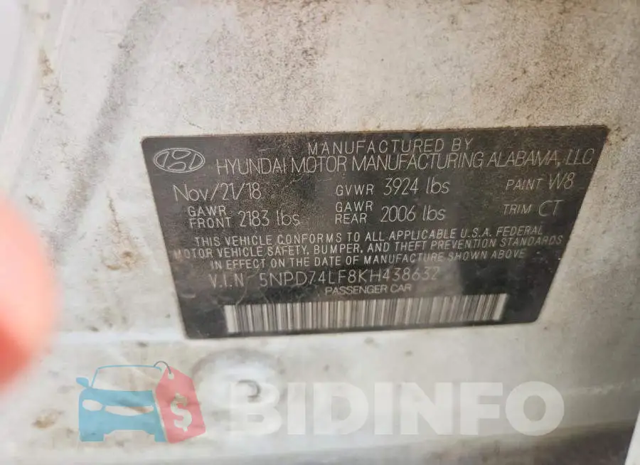 5NPD74LF8KH438632 Photo# 12