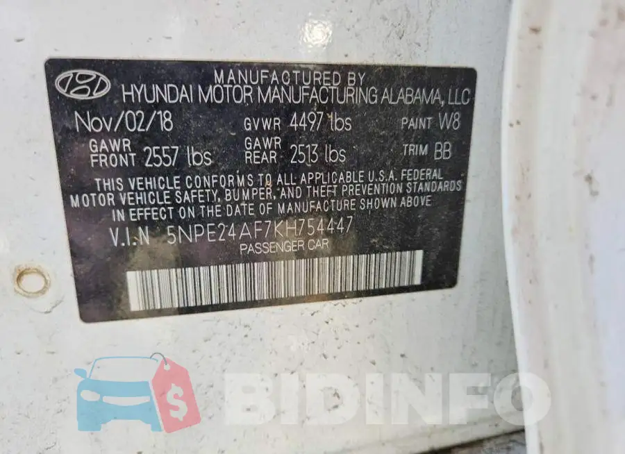 5NPE24AF7KH754447 Photo# 12