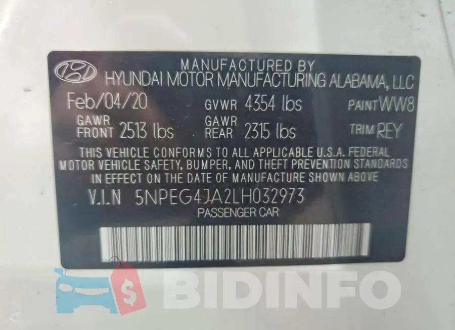 5NPEG4JA2LH032973 Photo# 12