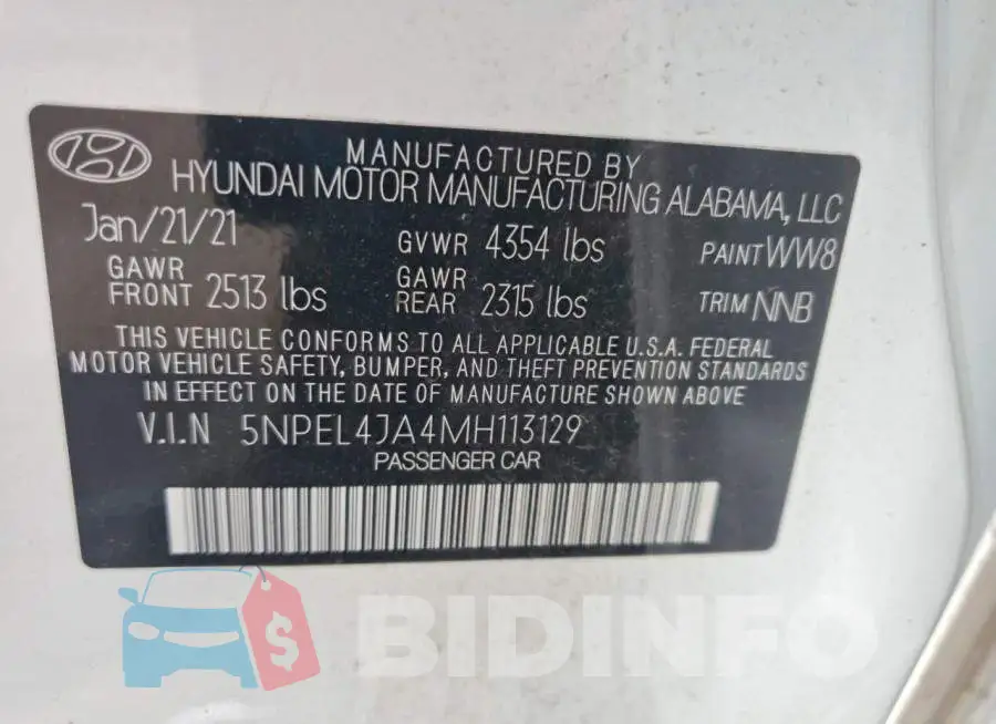 5NPEL4JA4MH113129 Photo# 12
