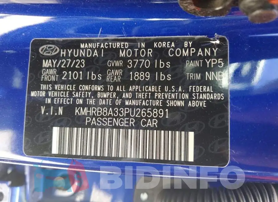 KMHRB8A33PU265891 Photo# 12
