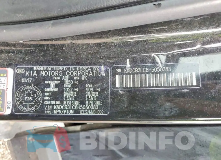KNDCB3LC8H5050383 Photo# 13