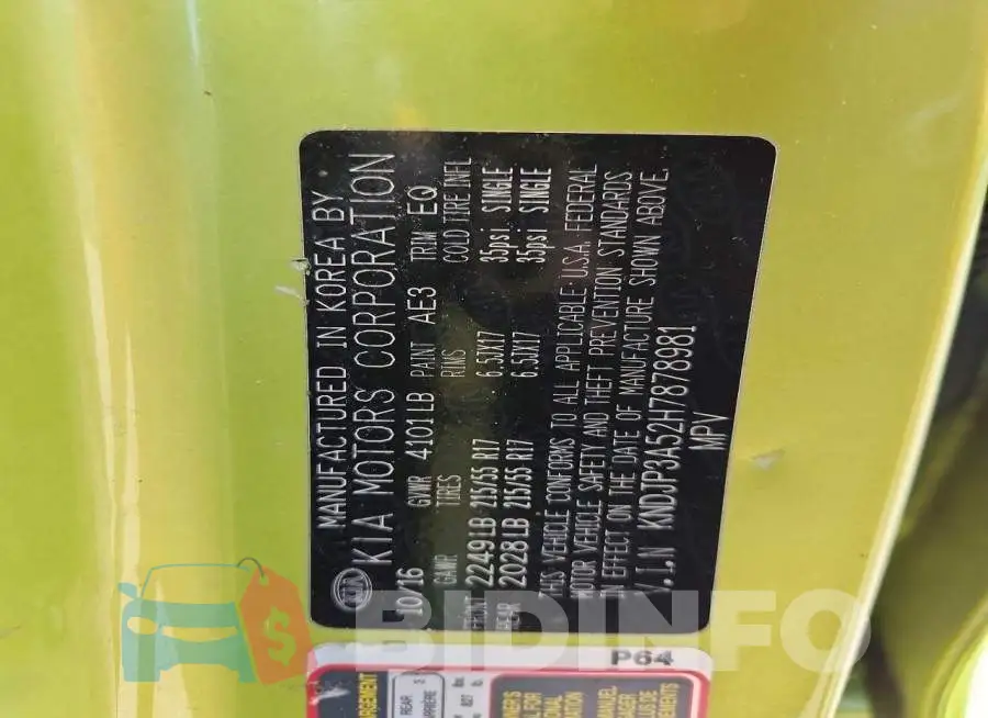 KNDJP3A52H7878981 Photo# 14