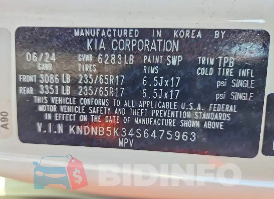 KNDNB5K34S6475963 Photo# 13