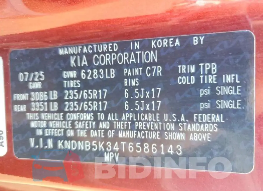 KNDNB5K34T6586143 Photo# 13