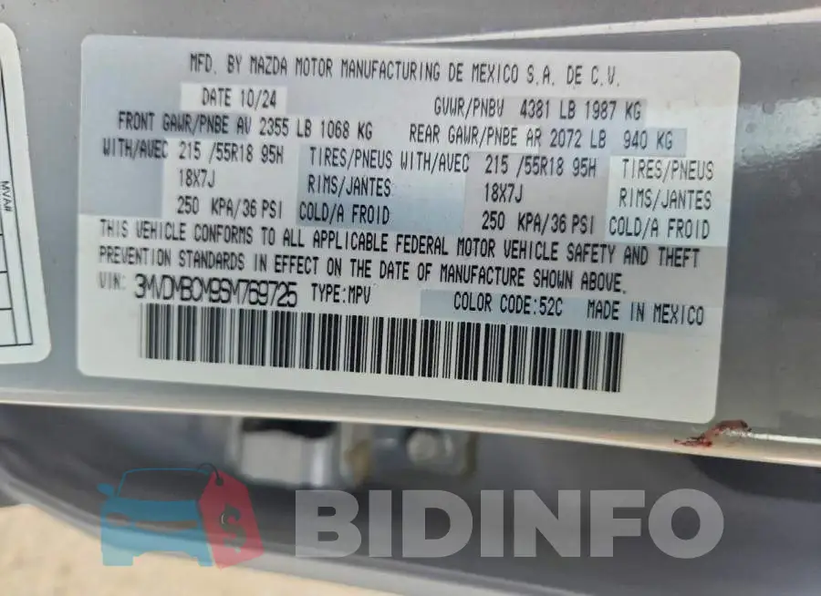 3MVDMBCM9SM769725 Photo# 13