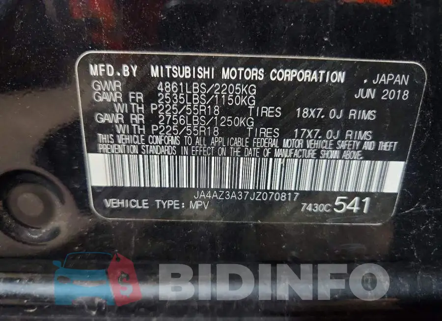 JA4AZ3A37JZ070817 Photo# 13