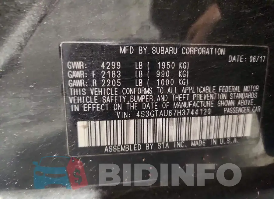 4S3GTAU67H3744120 Photo# 12