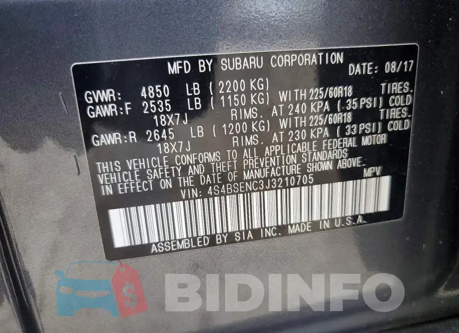 4S4BSENC3J3210705 Photo# 13