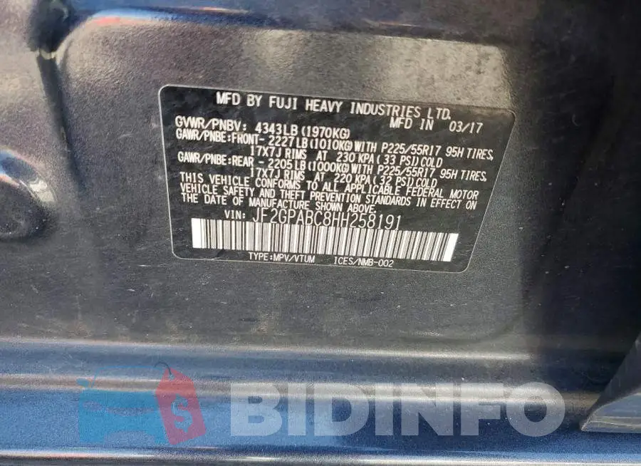 JF2GPABC8HH258191 Photo# 13
