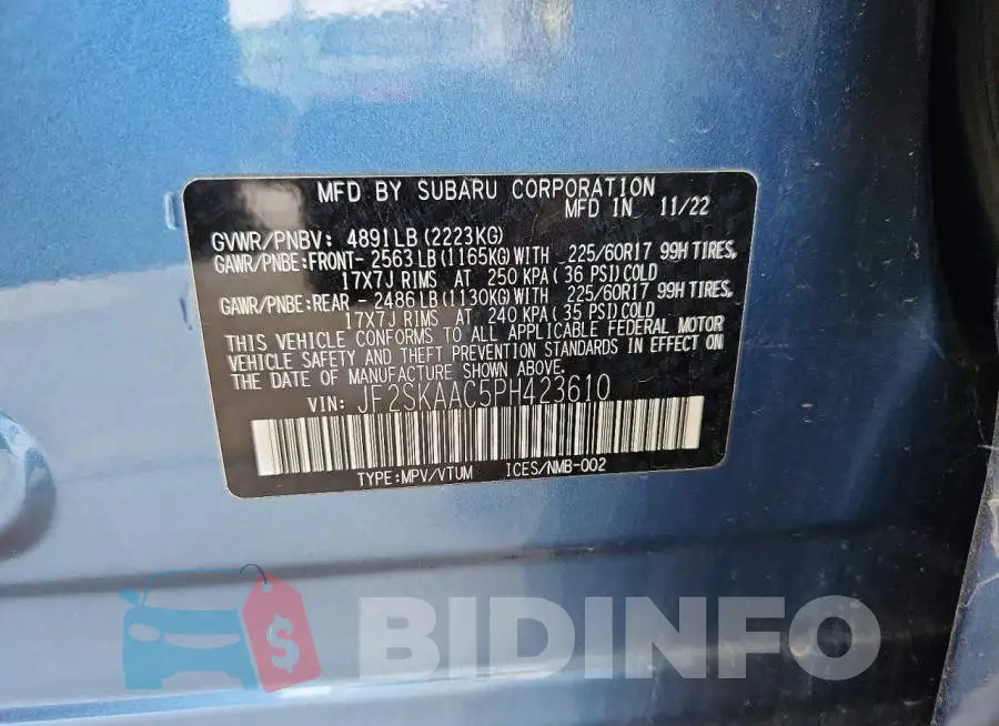 JF2SKAAC5PH423610 Photo# 13