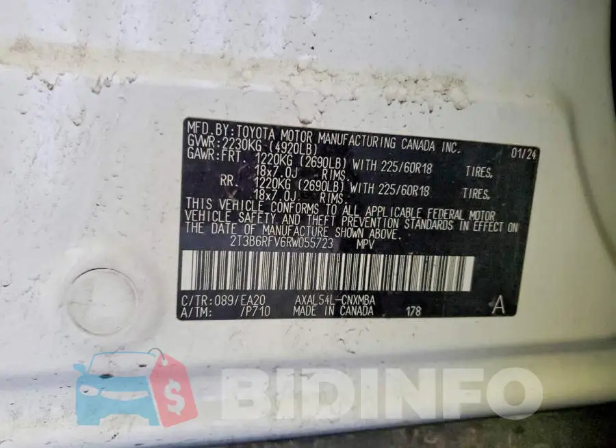 2T3B6RFV6RW055723 Photo# 13