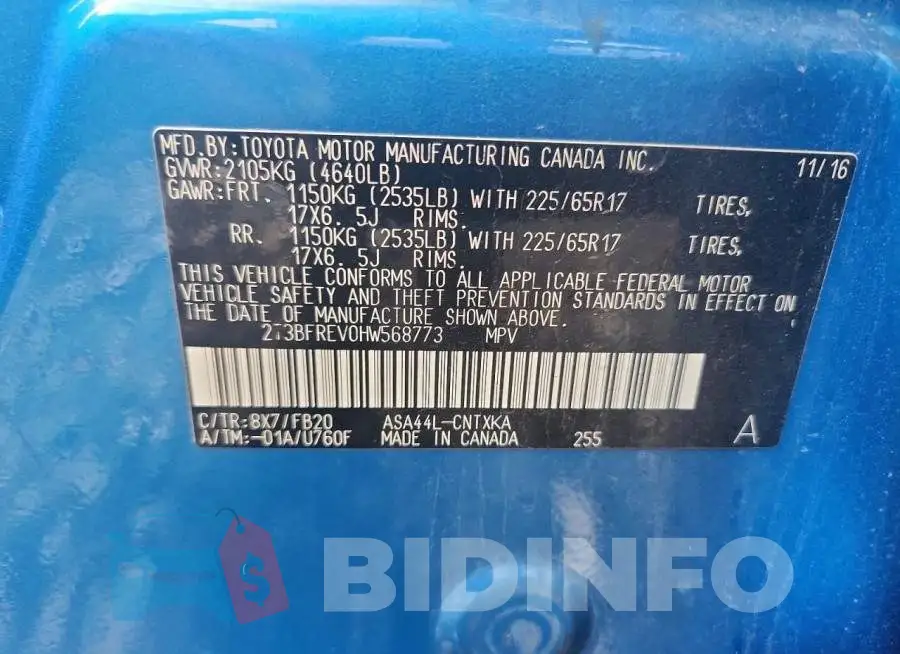 2T3BFREV0HW568773 Photo# 13